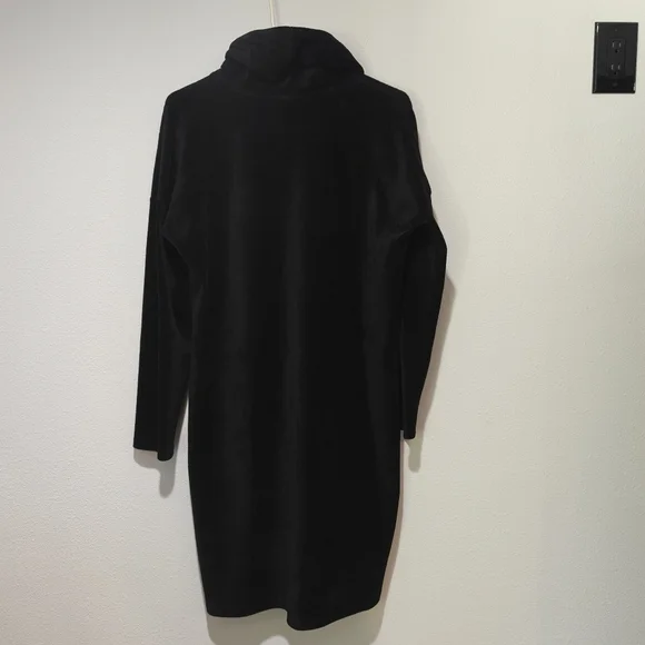 Pure Jill Velour Midi Dress Large Cowl Neck 3/4 Sleeve Soft Boxy Whimsigoth - Picture 3 of 6